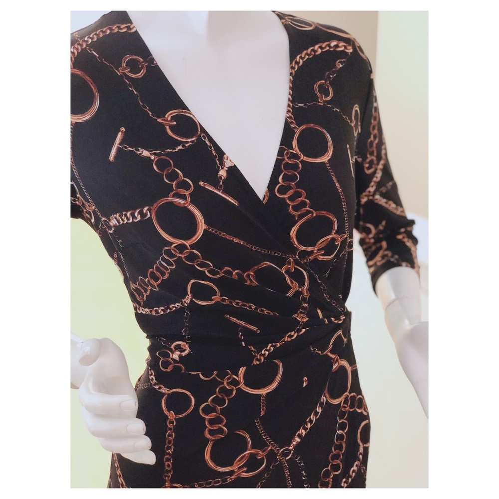 Black and Gold chain wrap dress